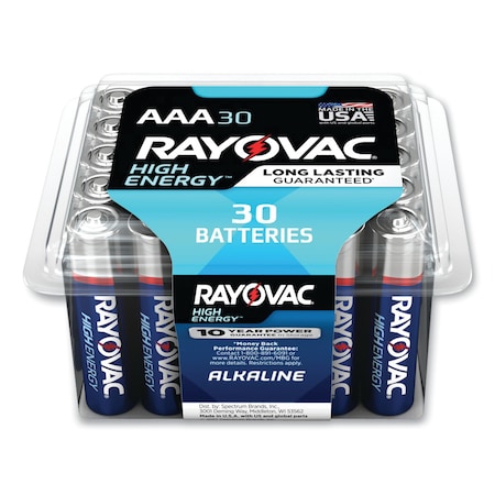 Rayovac Rayovac High Energy AAA Alkaline Battery, 30 PK, 1.5VDC 824-30PPK
